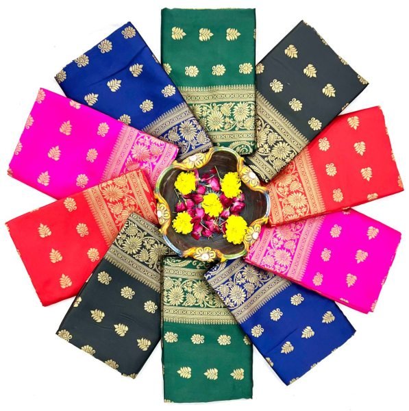 Premium Soft Lichi Silk Kanjivaram Saree with Exclusive Jacquard Border & Blouse Best Wholesale Offer Banarasi Saree Wholesale