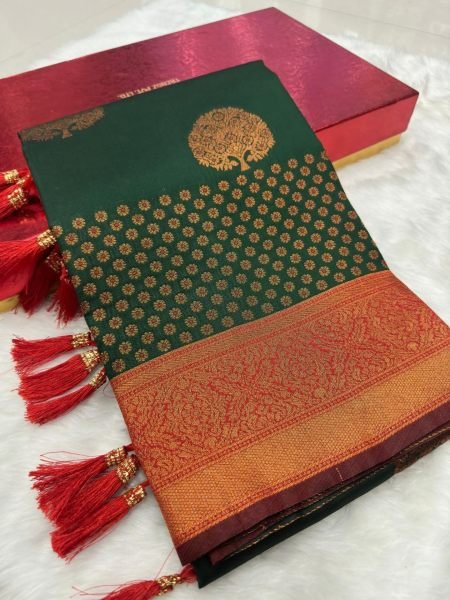 Premium Soft Silk Saree With Copper Zari Border Silk Sarees Wholesale