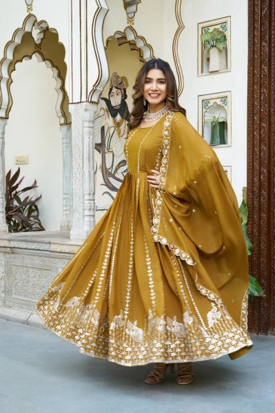 Premium Star Georgette Sequin Embroidery Gown with Dupatta Perfect for Diwali Special Offer Diwali Collection
