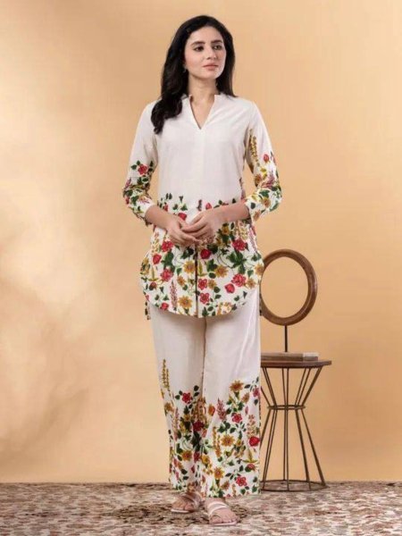 Premium Summer Cotton Silk Co ord Set with Vibrant Floral Prints Factory Rate Summer Wear