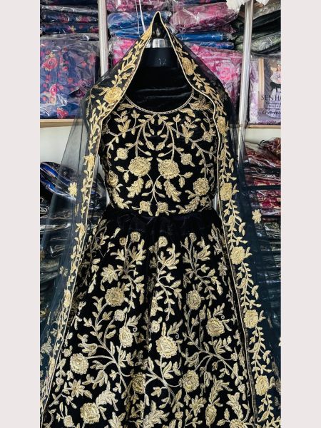 Premium Velvet Embroidery Work Lehenga Choli  Bridal Lehenga Choli