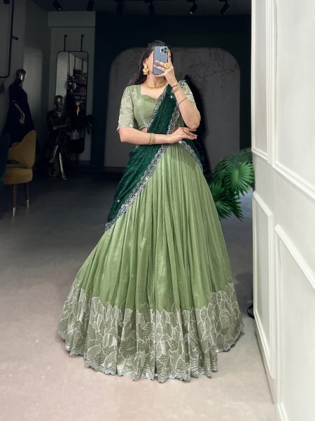  Premium Wedding Festive Collection 2025 Elegant Silver Glossy Lehenga Choli Set Wholesale Price Designer Lehenga Choli