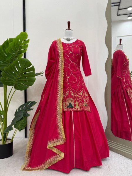 Premium Wedding Festive Suit Natural Crepe Silk Sequin   Thread Work Best Seller in Ready Made Suits