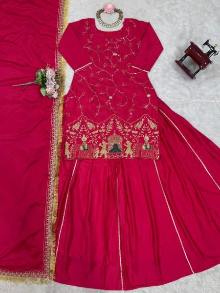 Premium Wedding Festive Suit Natural Crepe Silk Sequin   Thread Work Best Seller in Ready Made Suits Ready To Wear Collection