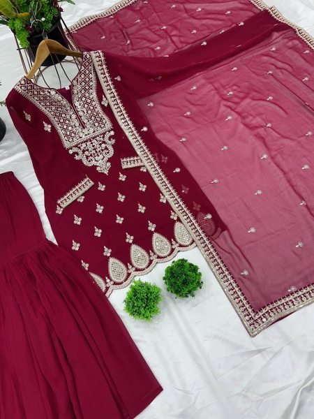 Premium Wedding Wear Heavy Embroidery Georgette Suit with Dupatta for Women  Ready To Wear Collection