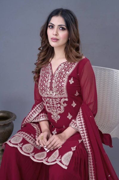 Premium Wedding Wear Heavy Embroidery Georgette Suit with Dupatta for Women  Ready To Wear Collection