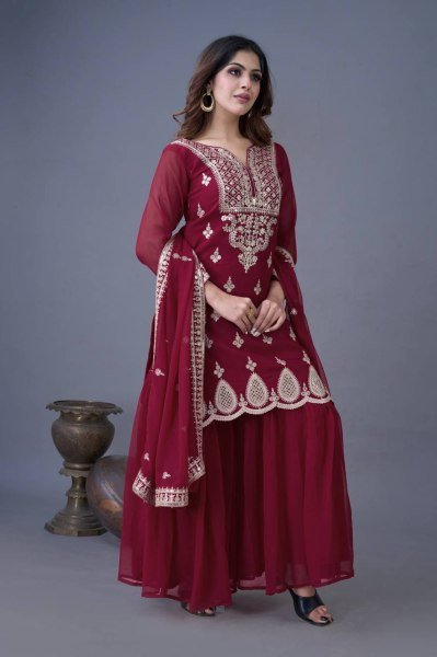 Premium Wedding Wear Heavy Embroidery Georgette Suit with Dupatta for Women  Ready To Wear Collection