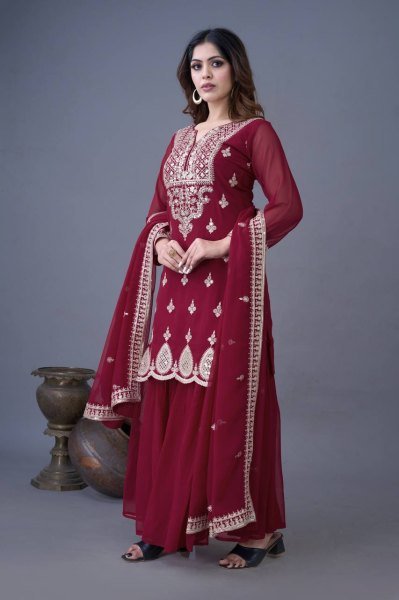 Premium Wedding Wear Heavy Embroidery Georgette Suit with Dupatta for Women  Ready To Wear Collection