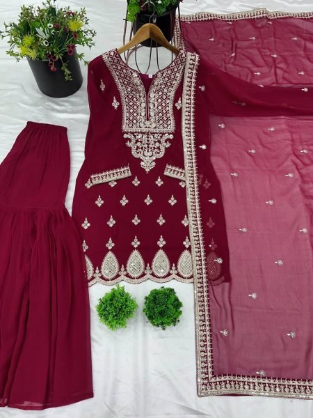 Premium Wedding Wear Heavy Embroidery Georgette Suit with Dupatta for Women  Ready To Wear Collection