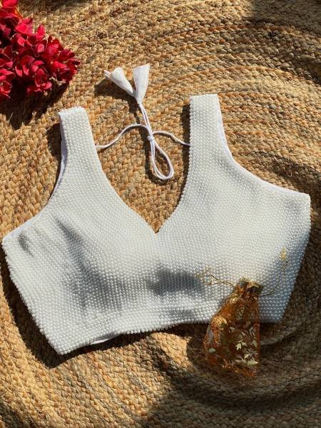 Premium White Handcrafted Pearl Moti Blouse - Wholesale Available  Blouse Collection