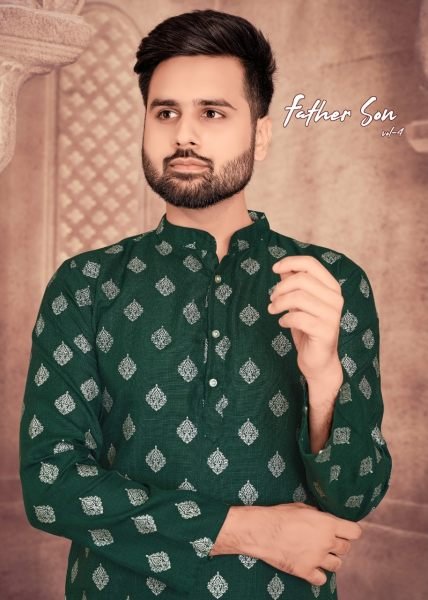 Present Mens Cotton Kurta with Foil Print and Payjama  Kurta Pajama Wholesale