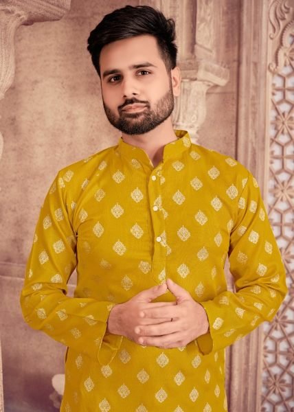 Present Mens Cotton Kurta with Foil Print and Payjama  Kurta Pajama Wholesale