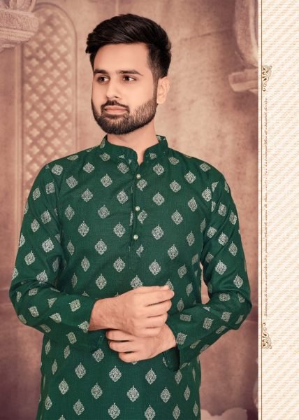 Present Mens Cotton Kurta with Foil Print and Payjama  Kurta Pajama Wholesale