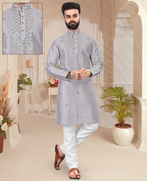 Presenting Men s Traditional wear mirror work  Kurta pant Kurta Pajama Wholesale