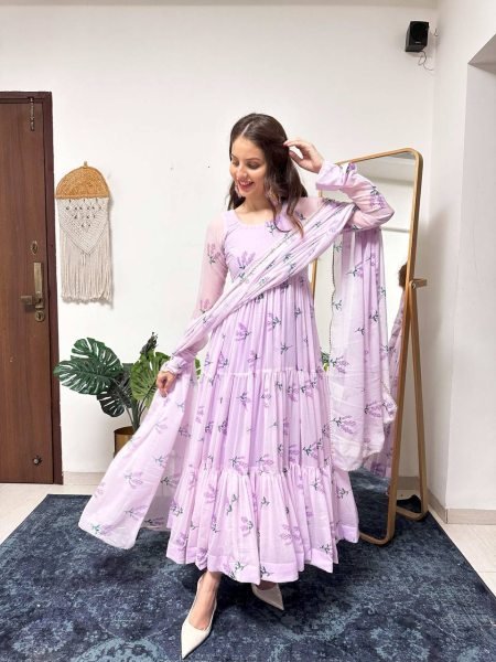 Presenting New Anarkali Faux Georgette Gown With Digital Print Anarkali Collection  Ready To Wear Collection