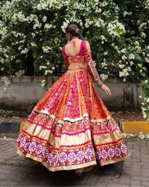 Presenting New Butter Silk Lehenga Choli With Real Mirror Work Navratri Lehnega Choli