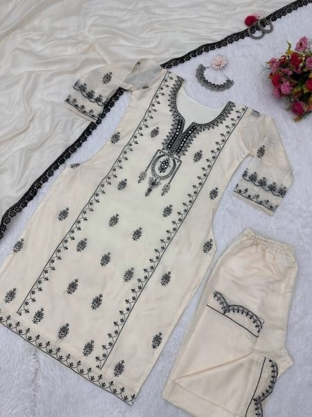 Presenting New Chanderi Cotton Kurti  Set  3 Piece Kurti Set
