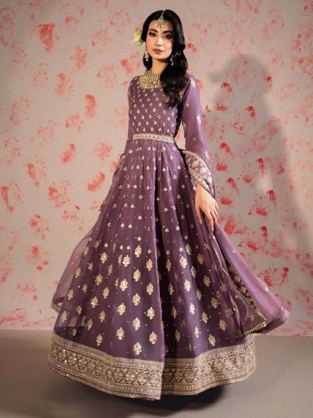 Presenting New Chinon Silk Gown Pant With Dupatta  Anarkali Kurtis 