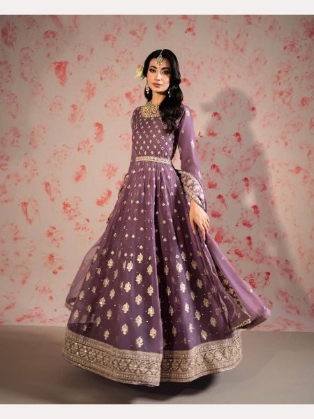 Presenting New Chinon Silk Gown Pant With Dupatta  Anarkali Kurtis 