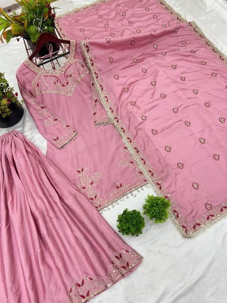 Presenting New Designer Party Wear Look Readymade Top Plazzo and Dupatta With Heavy Embroidery Work  Ready To Wear Collection