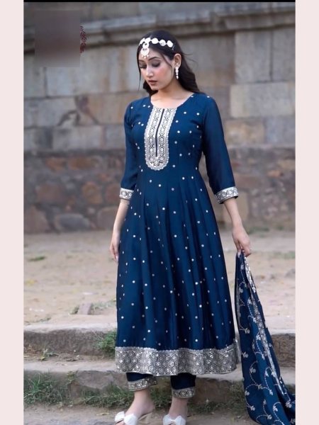 Presenting New Fancy Anarkali Kurti Embroidery and Sequence work With Silk Dupatta Ready To Wear Collection