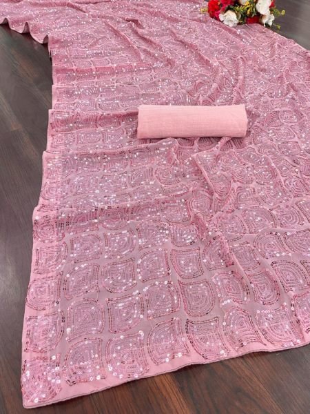 Presenting New Georgette Saree With Sequence Work  Georgette Sarees Wholesale