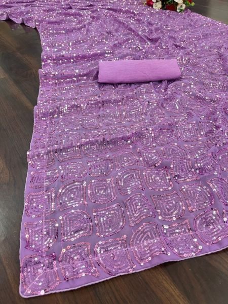 Presenting New Georgette Saree With Sequence Work  Georgette Sarees Wholesale