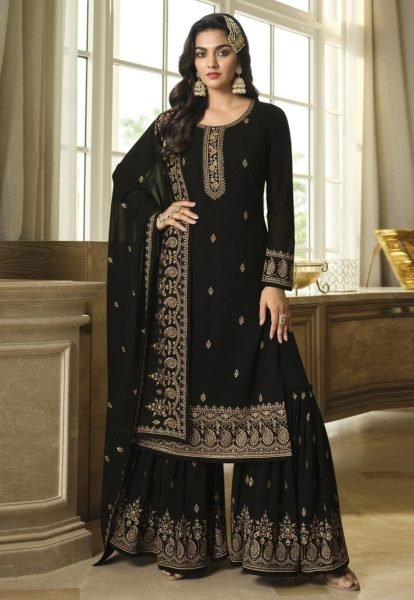 Presenting New Georgette With Embroidery Plazzo Suit  Designer Plazzo Salwar Suits Wholesale