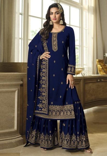 Presenting New Georgette With Embroidery Plazzo Suit  Designer Plazzo Salwar Suits Wholesale