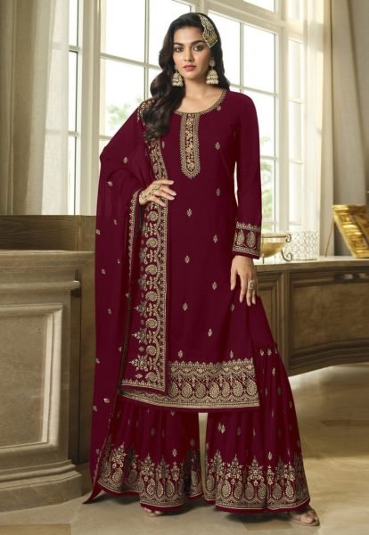 Presenting New Georgette With Embroidery Plazzo Suit  Designer Plazzo Salwar Suits Wholesale