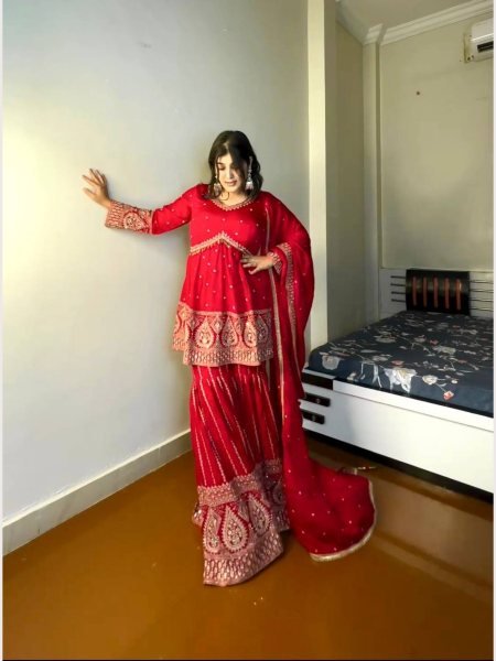 Presenting New Pure Heavy Faux Georgette Sharara Suits  Ready To Wear Collection