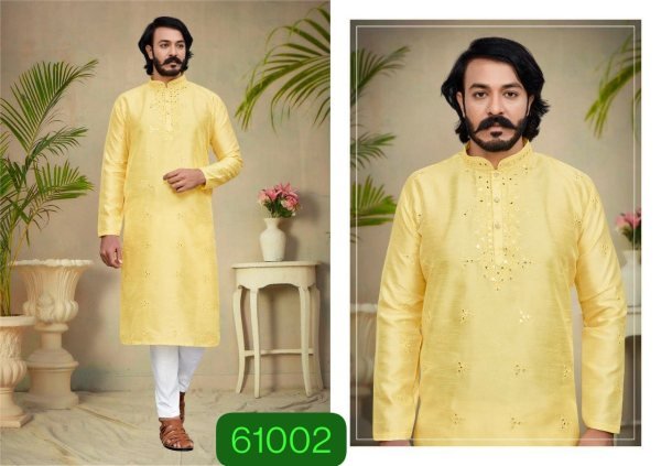 Presenting new silk with print with mirror work traditional kurtas Kurta Pajama Wholesale