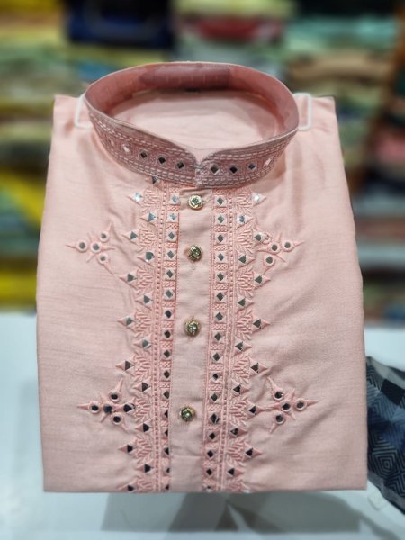 Presenting new silk with print with mirror work traditional kurtas Kurta Pajama Wholesale