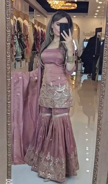 Presenting Party Wear Kurti Pant Dupatta Set Heavy Chinon Silk With Heavy Embroidery Sequence Work Ready To Wear Collection