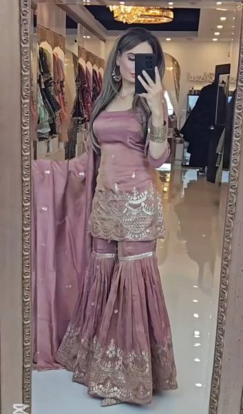 Presenting Party Wear Kurti Pant Dupatta Set Heavy Chinon Silk With Heavy Embroidery Sequence Work Ready To Wear Collection