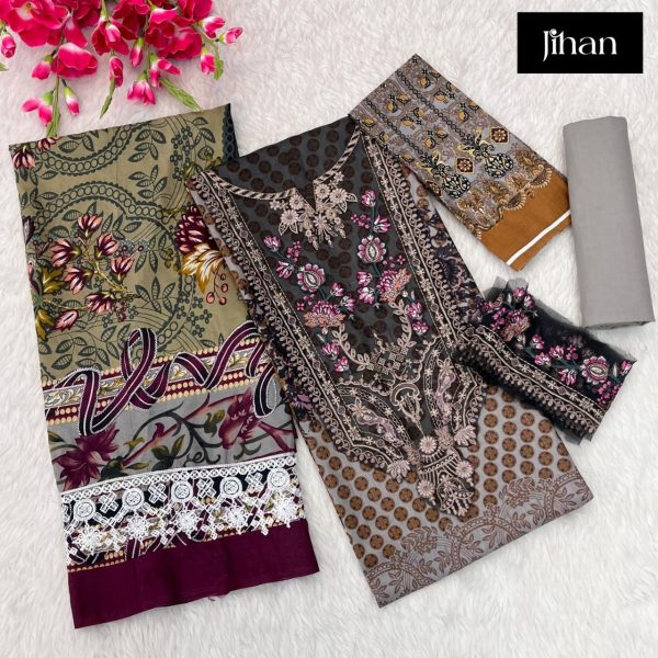 Presenting Pure Cotton Print Embroidery Work Suit  Cotton Salwar Kameez Wholesale