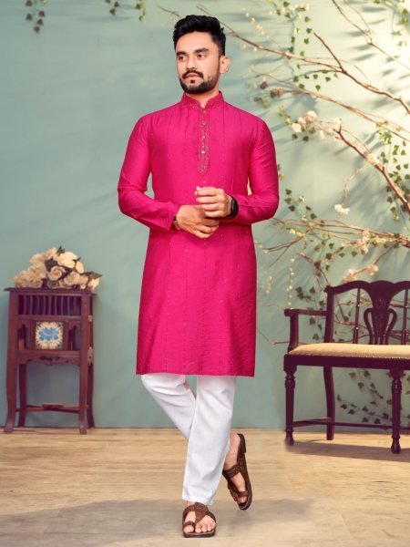 Presenting Pure Viscos  With Sequence And Thread Weaving Lining Kurta  Kurta Pajama Wholesale
