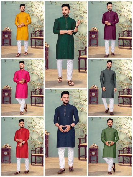 Presenting Pure Viscos  With Sequence And Thread Weaving Lining Kurta  Kurta Pajama Wholesale