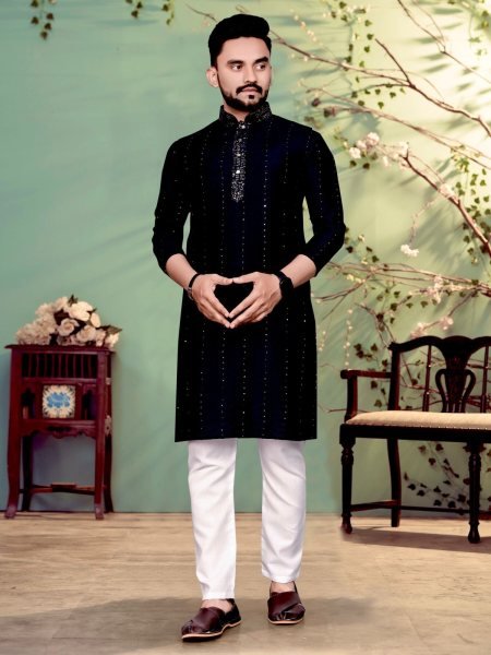 Presenting Pure Viscos  With Sequence And Thread Weaving Lining Kurta  Kurta Pajama Wholesale