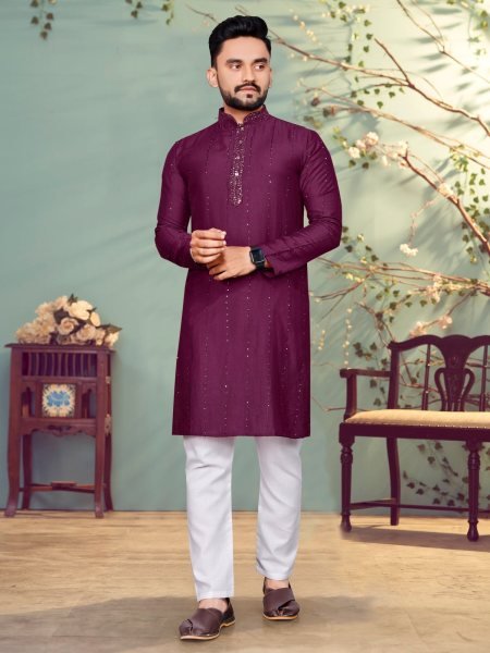 Presenting Pure Viscos  With Sequence And Thread Weaving Lining Kurta  Kurta Pajama Wholesale