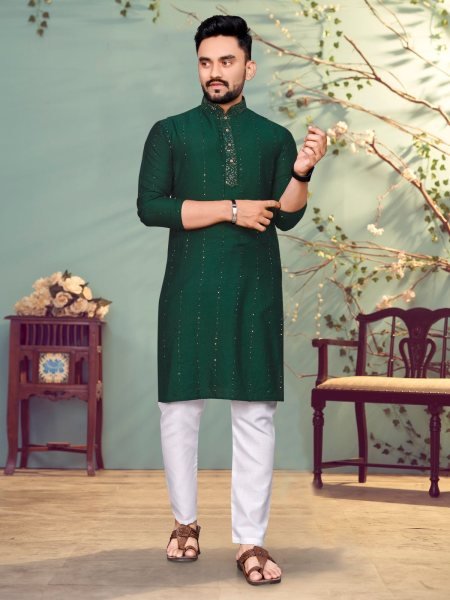 Presenting Pure Viscos  With Sequence And Thread Weaving Lining Kurta  Kurta Pajama Wholesale