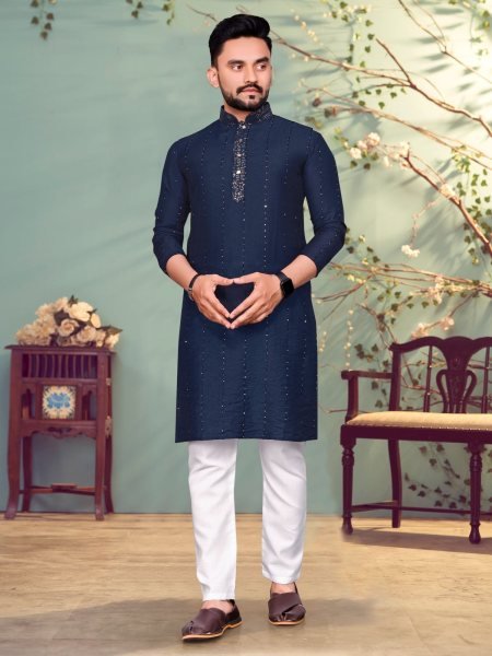 Presenting Pure Viscos  With Sequence And Thread Weaving Lining Kurta  Kurta Pajama Wholesale