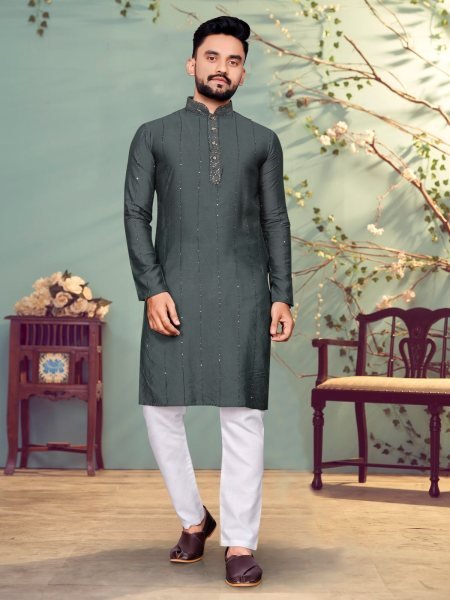 Presenting Pure Viscos  With Sequence And Thread Weaving Lining Kurta  Kurta Pajama Wholesale