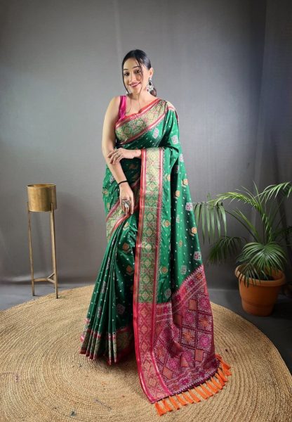 Presenting Soft Rangeen Patola Silk  Saree Patola Silk Sarees Wholesale