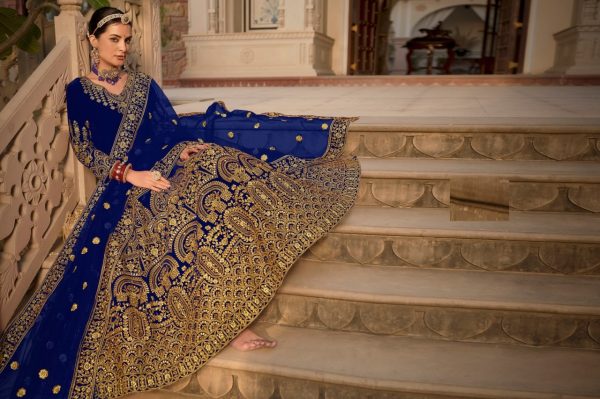 Presenting Velvet Anarkali Collection With Butterfly Net Dupatta Wedding Bridal Dress Wholesale