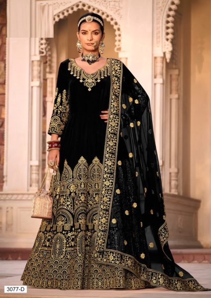 Presenting Velvet Anarkali Collection With Butterfly Net Dupatta Wedding Bridal Dress Wholesale