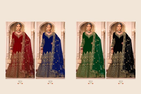 Presenting Velvet Anarkali Collection With Butterfly Net Dupatta Wedding Bridal Dress Wholesale