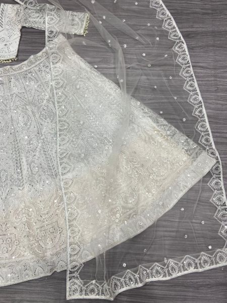 Presenting You Most Beautiful  Latest Designer White Color Lehenga Collection Designer Lehenga Choli