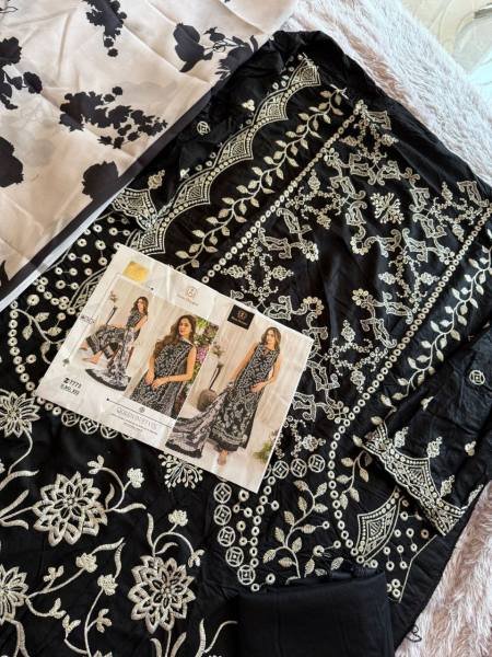 Pretty Black Cotton Embroidered Organza Lawn Suit Summer Collection Pakistani Suits Wholesale