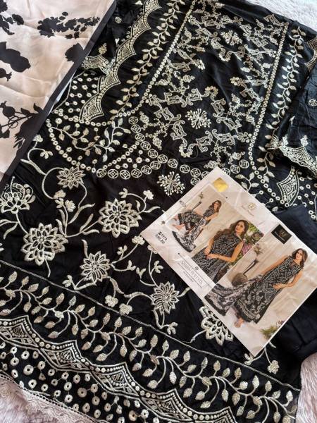Pretty Black Cotton Embroidered Organza Lawn Suit Summer Collection Pakistani Suits Wholesale